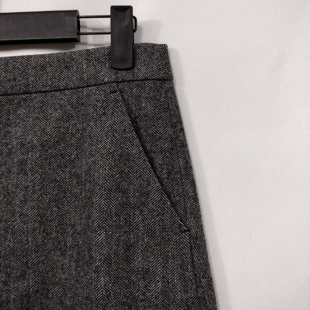 NWT J.Crew Wool Blend Herringbone A-Line Skirt Wimens 2 Gray Office Career 90s - Picture 4 of 11